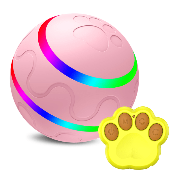 Aktiv rulleball for hunder, fjernkontroll hundeball, interaktiv hundeleke, aggressiv tyggeleke, aktiv kjæledyrball for hunder Orange pink