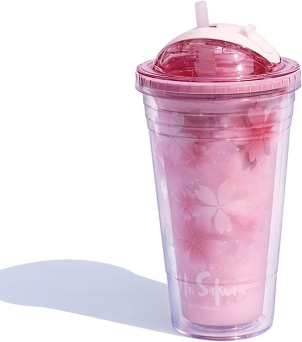 Kaunis vesipullo pillillä ja korkilla (pinkki)