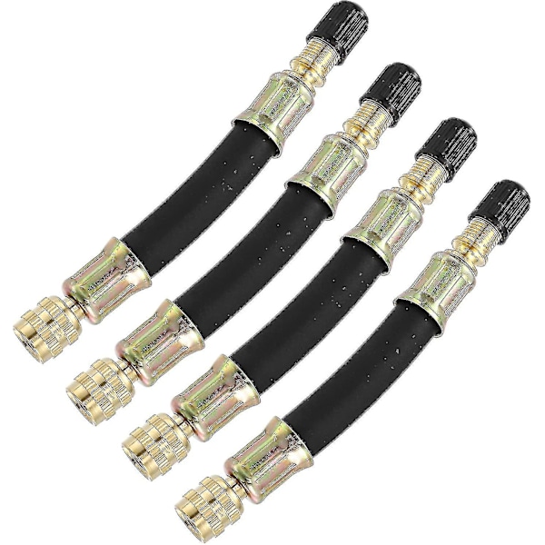 4 stk Dekkventilforlengelsesstammeadapterverktøy Fleksibelt dobbelventilstammeforlengerrør 10 cm / 3,9" For bil lastebil Sykkelhenger Rv Bærbar luftkompressor