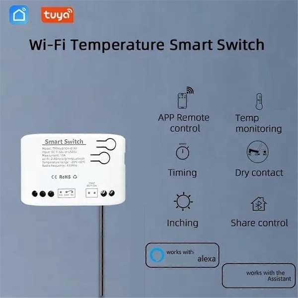 Tuya Smart Life WiFi Switch Relä DC 7-32V