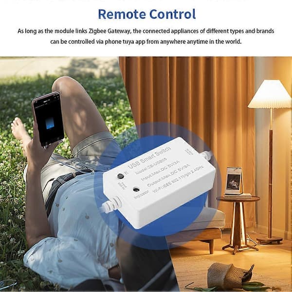 Tuya Zigbee USB-afbryder USB Smart Switch Controller Zigbee Husholdningsapparat Afbryder Switch Controller Modul White
