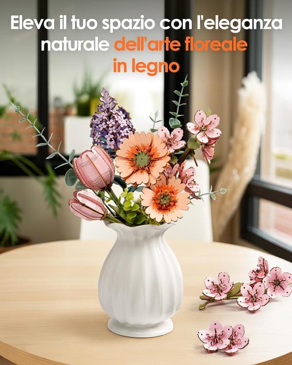 Gerbera träpussel, DIY-kit för vuxna