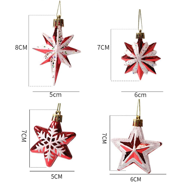 Paket med 5 glitterstjärnor julgranshängen dekorationer glitterstjärnor julgranshängen prydnader för jul hemmafest