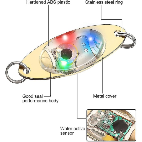 10 stk Led fiskesluk Fiskeskjeer Undervannsblinker Bass Kveiteblinker Trolling Deep Drop Golden