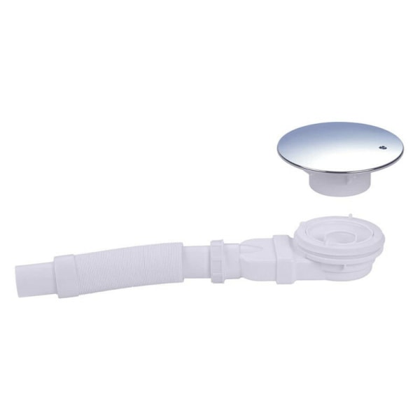 Extra platt duschavlopp 90 mm - Avloppshålssats för duschkar, duschsifon med luktfälla, hårsil, flexibel slang