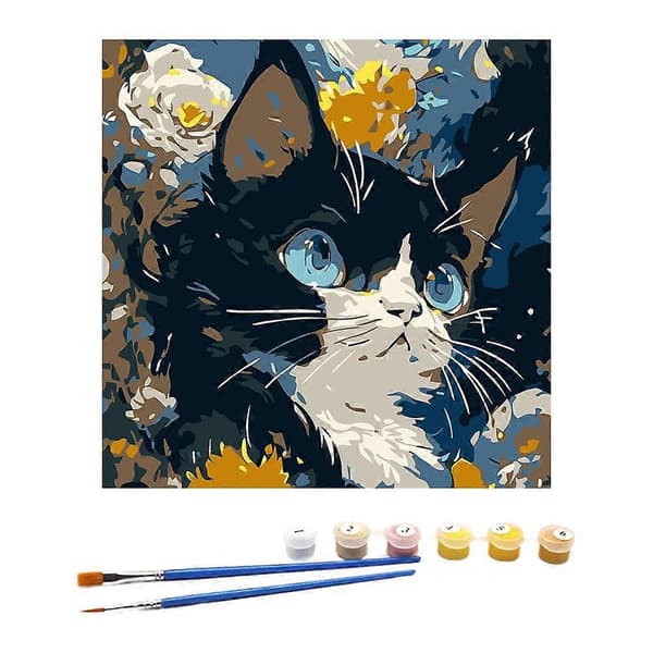 DIY digitaalinen öljyvärimaalaussarja eläintaide +2 sivellintä pigmentit | + U6J3 A 20*20 cm