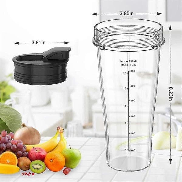 24oz Blenderkopper med lokk og erstatningsblader for personlige blendere, passer de fleste enkeltserveringsmodeller