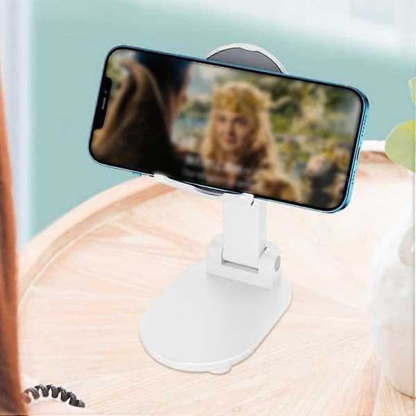 Mobile Phone Desk Mount Foldable Lazy Desk Stand Holder Live White