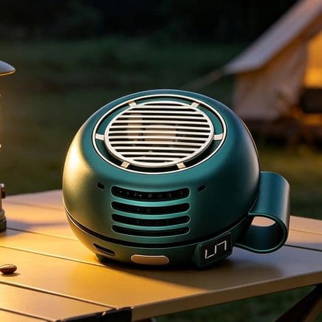 Bærbar, bladløs halsventilator, 6 tommer, støjsvag, 360° luftstrøm, grøn