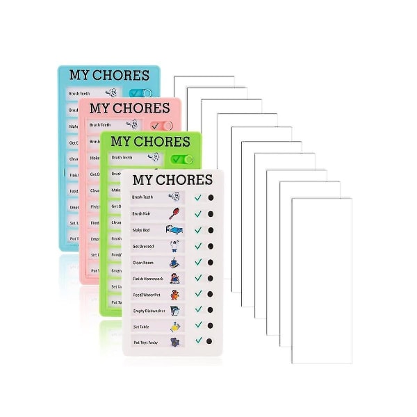 4 stykkers opgaver Liste Board Portable Chore C Memo Board med 10 aftagelige