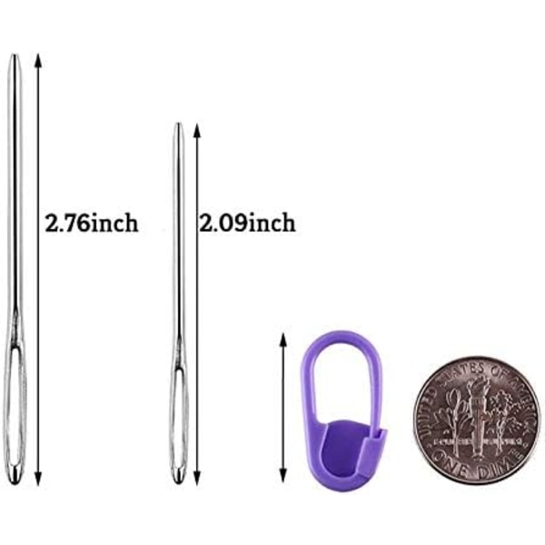 Stygnmarkörer 120 ST Virkningsmarkörer med 4 ST Sömnad med store ögon trubbiga nålar 3 størrelser for stickning.