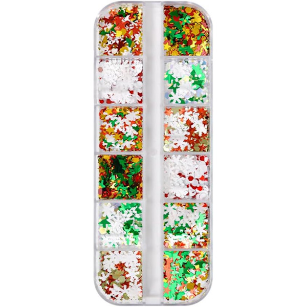 12 rutnät jul snöflingor nagelkonst glitter nagelpaljetter, jul glittrande snöflinga glitter nagelflinga jul nagelkonfetti paljett för