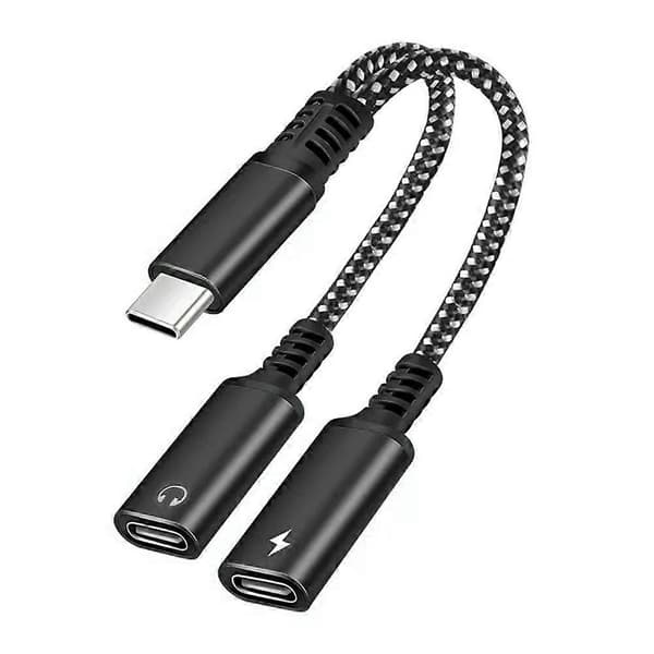 IN 1 USB C Type C Splitter til Dobbel Type USB C Hodetelefonkontakt Lydadapter black one-size