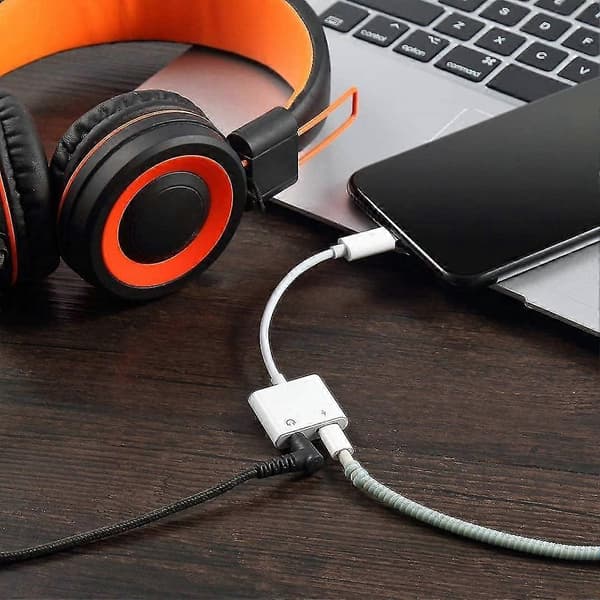 hovedtelefon (2 i 1) adapter til iPhone til 3,5 mm jack aux lydadapterkabel til iPhone A