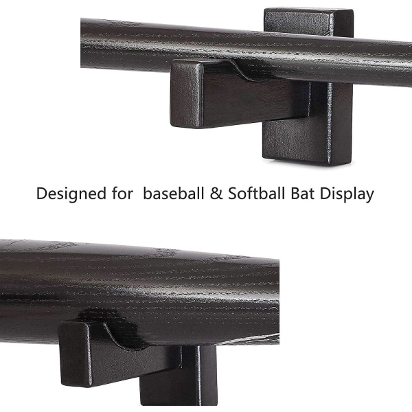 Bn-baseball Bat Display Case, vægmonteret solidt håndlavet vandret stativ til basebal
