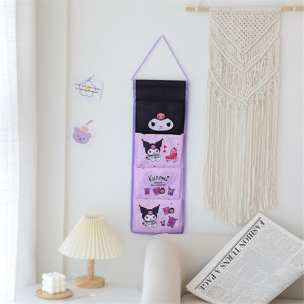 Sanrios Cinnamoroll Kuromi Storage Bag Anime Cartoon Sanrio Hanging Miscellaneous Items Multi-grid Classification Storage Bag