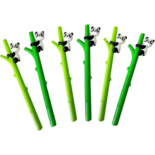 Panda Penne, Gel Penne Søde Kuglepenne Kawaii Ink Gel Penne Tegnefilm Panda Hugs Bambus Silikone Rullekuglepenne Sort blæk 0,5 mm (lysegrøn+mørkegrøn) (6 stk)