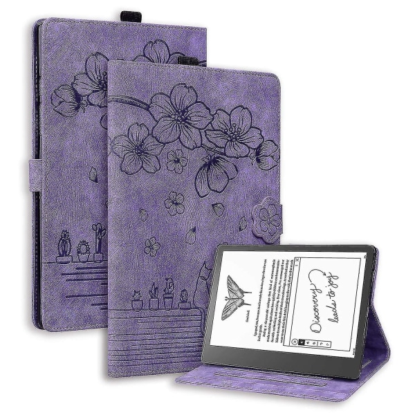 Sakura Cat Case för Amazon Kindle Scribe 10.2 2022 Purple