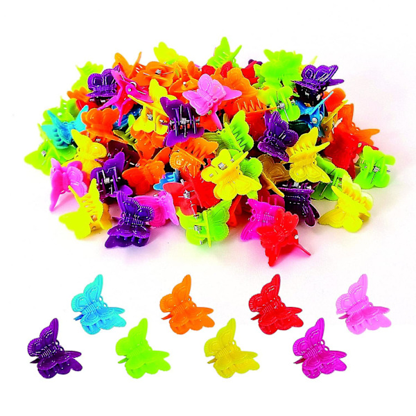 100 st Butterfly Hårklämmor,mini Butterfly Clips Tillbehör För Hår 90-tal Flickor Kvinnor-slumpmässig färg
