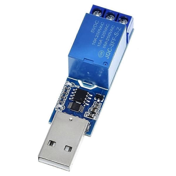 USB seriel kontrol 1-kanals relæmodul 5V 10A CH340 overstrømsbeskyttelse til computerkontrolkontakt Smart Home Blue