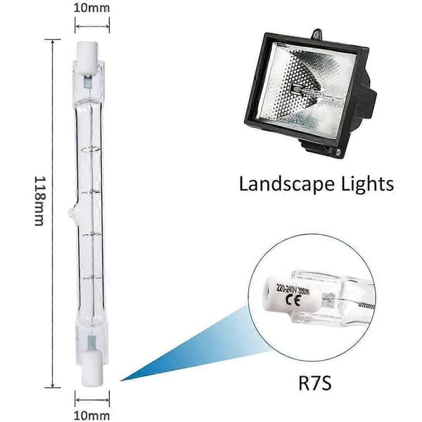 5 stk. 500W 220V R7s halogenpære J118 118mm lineær flomlys for utendørsbelysning