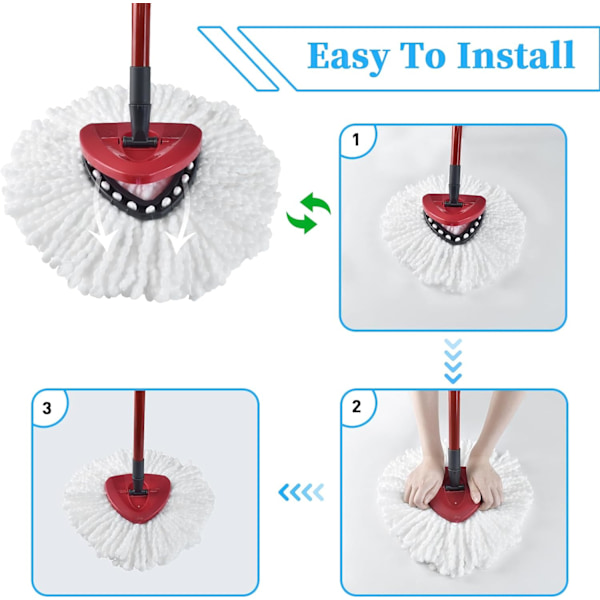 Moptrasor Reanvändbara Mikrofiber Rengöringsmop för Vileda 2 i 1 Turbo EasyWring&Clean Spin Mop System Mop Ersättningshuvud 4 Stycken