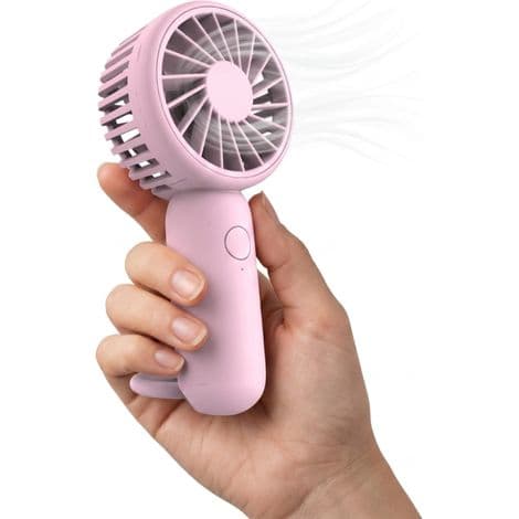 Mini bærbar lyserød ventilator, genopladelig, 3 hastigheder - MVRR