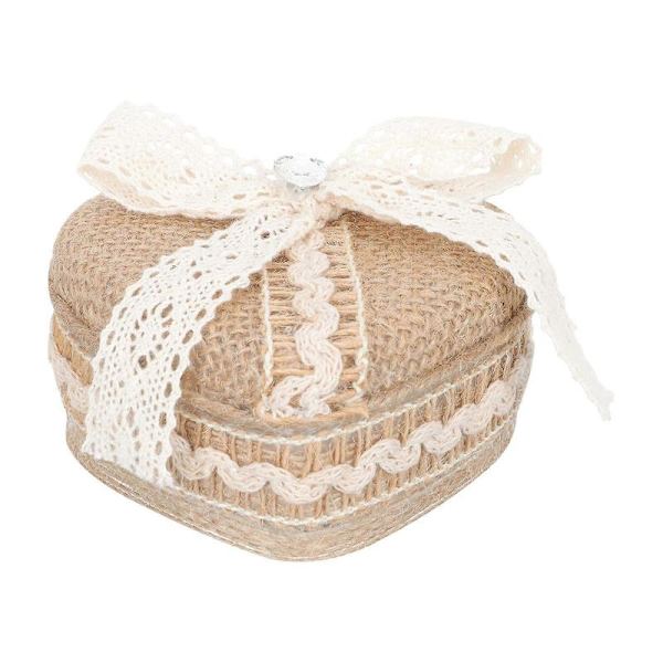 Ringförpackningsfodral Bröllopsinredning Linne Material 9.50X9.00X4.00cm 1Set Multi