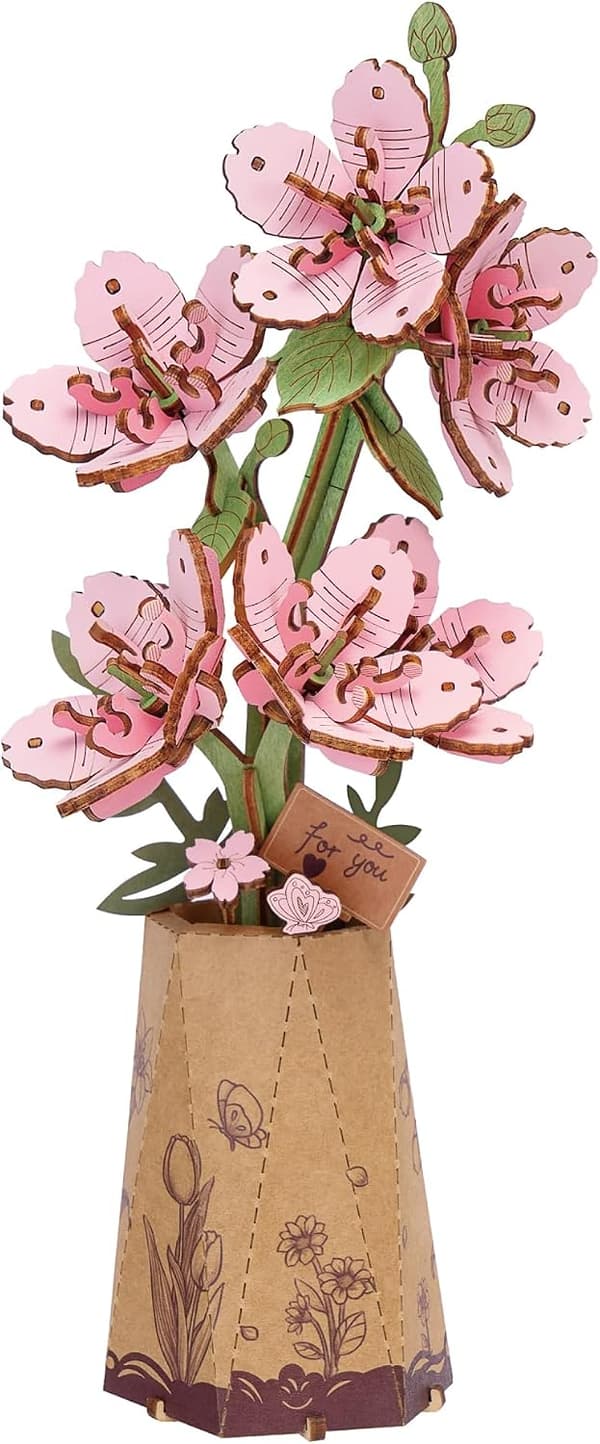 3D træpuslespil, kunstig blomstermodel (kirsebærblomst)