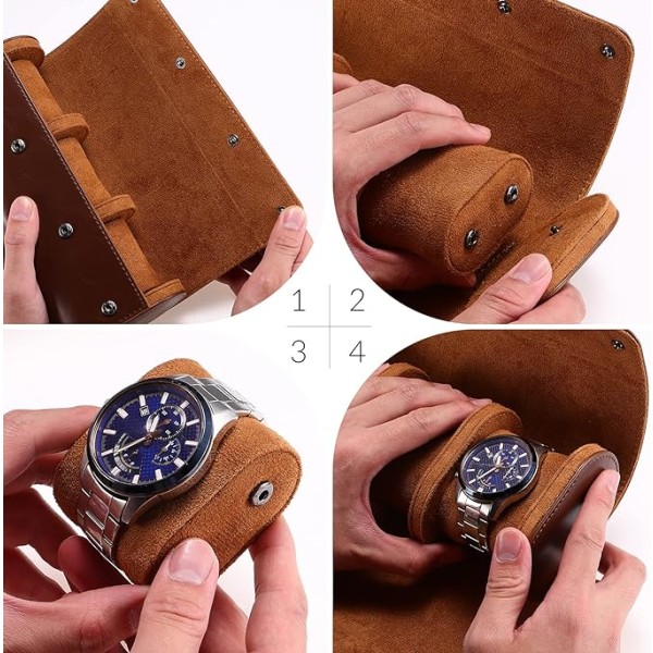 Travel Watch Case, Watch Box for mænd, 3 Slots Läder Watch Case