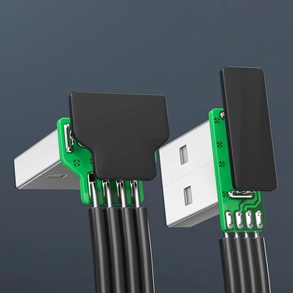 90 graders vinklet USB til Microed USB-kabel til opladning af elektronik og dataoverførsel på trange steder, flere længder 0.3m USB up