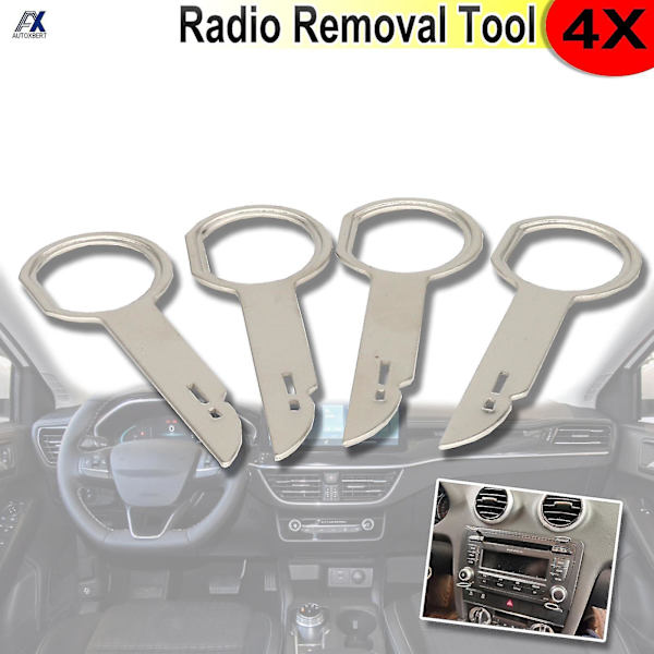 2 par radio cd stereo fjerning nøkkel frigjøringsstift avtrekker for Ford Focus Mondeo C-max Fiesta Transit bilavtrekk Installasjonsverktøy