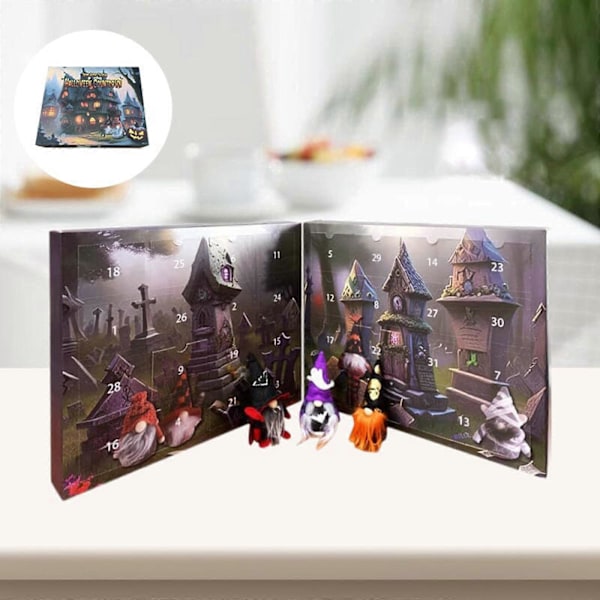 Halloween Gnome Adventskalender - 31 dagar av Halloween Nedräkning - Skräck Mini Figurer Leksaker Gåvor till Barn