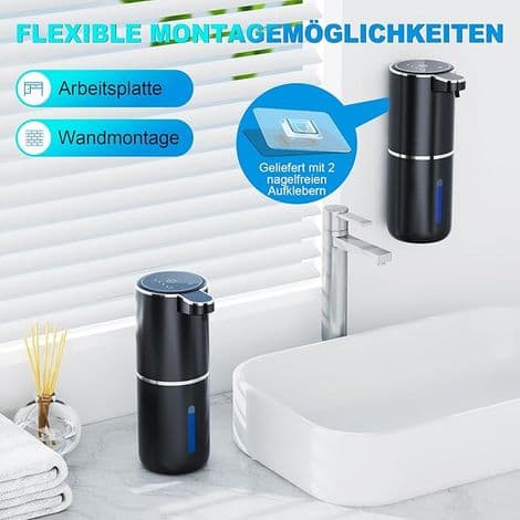 Automatisk svart tvåldispenser (1 st) - 380 ml - med sensor - USB-uppladdningsbar