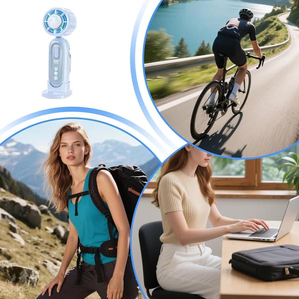 Mini bærbar ventilator, genopladelig køleventilator med bagclips, velegnet til udendørs brug