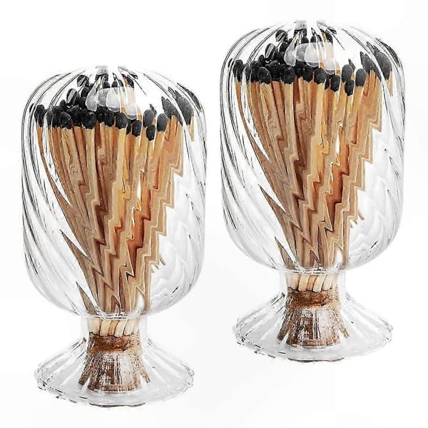 2-pack spiralformade tändstickshållare, glaskupa för 4-tums tändstickor