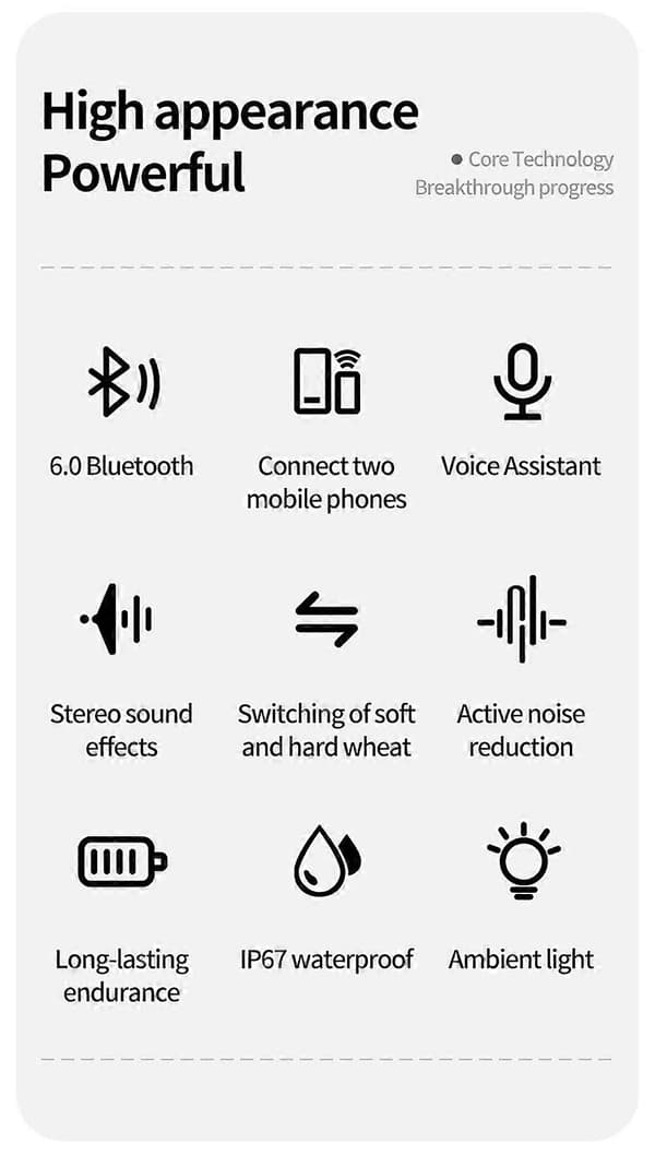 X3 Motorcykelhjälm Bluetooth 6.0 Headset, IP67 Vattentäta Motorcykelhjälmhögtalare med Röstassistent Soft Microphone