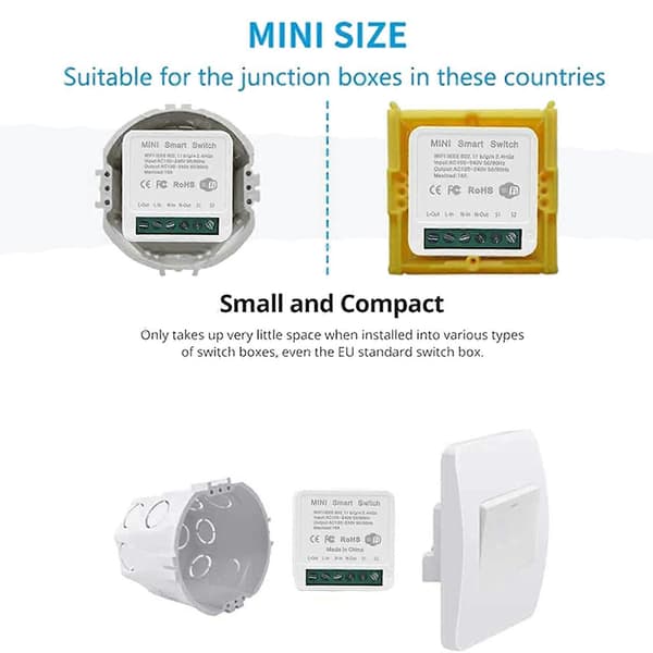 4X Mini Smart WiFi Relébryter, DIY Timer Lysbrytermodul Smart Life/Tuya-applikasjon, Trådløs Fjernkontroll