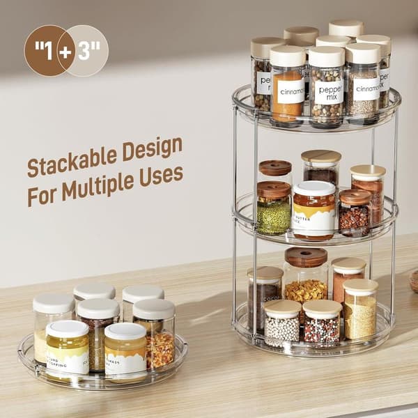 Multifunctional Rotating Shelf, 360 Degree Rotating Spice Storage Tray for Kitchen, Cosmetics Organizer