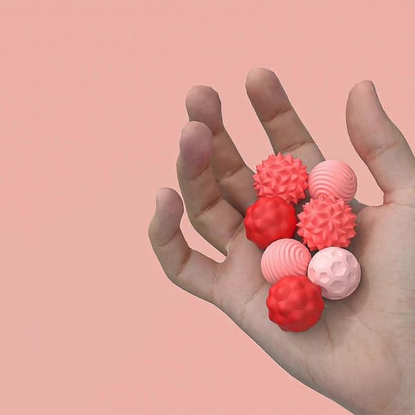 4 stk. sensorisk legetøjssæt med silikone sensoriske bolde til gave til børn i ferien pink