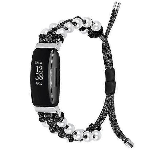 Justerbart flätat nylonband kompatibelt med Fitbit Inspire 2 armband Black