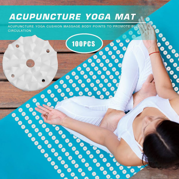 100 stk Lotus Akupressur Yogamatte Spikes Pilates Fitness Trening Pilates Teppepute Pad Nål