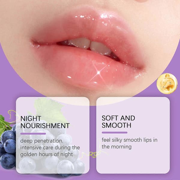 Läppstift, Läppsovmask: Närar, Återfuktar, C-vitamin, Sheasmör, Antioxidanter, Flagnande, Torra Läppar