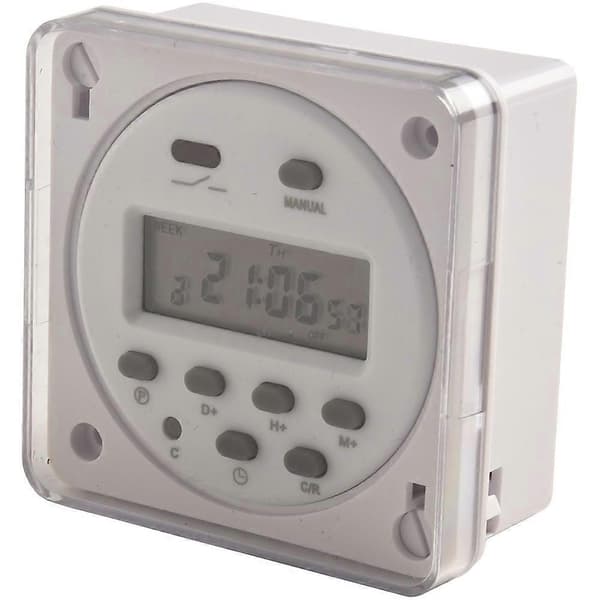 Billboard Timer LCD-tidsafbryder til elektriske apparater, sluk-programmer, manuel tænd/sluk-indstilling, LCD-display, LED-indikator White