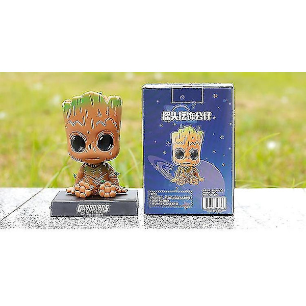 Cartoon Groot Car Dash Bobblehead Action Figur Søt Anime Groot Biltilbehør Nytt