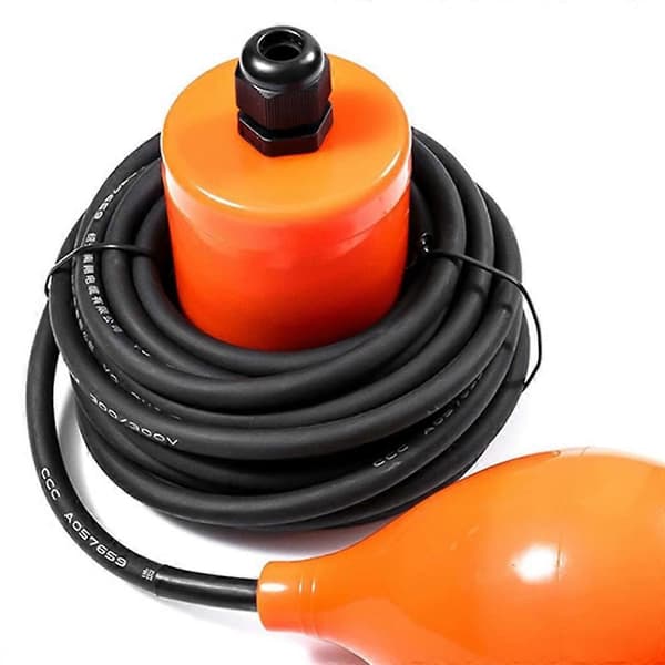 Syre- og alkaliresistent kabelflydekontakt - Velegnet til lænsepumper og spildevandsniveauregulering Black & orange
