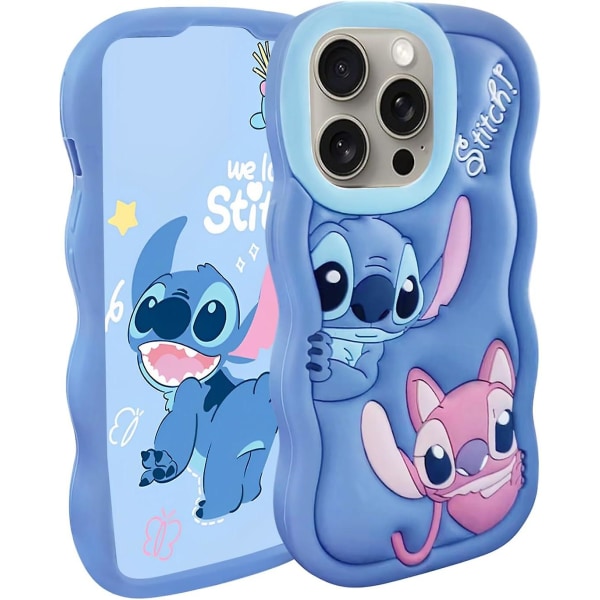 Yhteensopiva Iphone 15 Pro Max case, Stich Söpön 3d-sarjakuvan kanssa Ainutlaatuinen Viileä Pehmeä Silikoni Eläinhahmo Vedenpitävä Suoja Pojat Lapset Tytöt Gifts Co