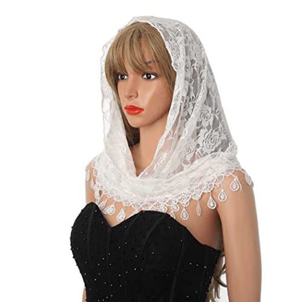 Triangulär spetsslöja, sjal eller scarf, latinsk kvalitetshår