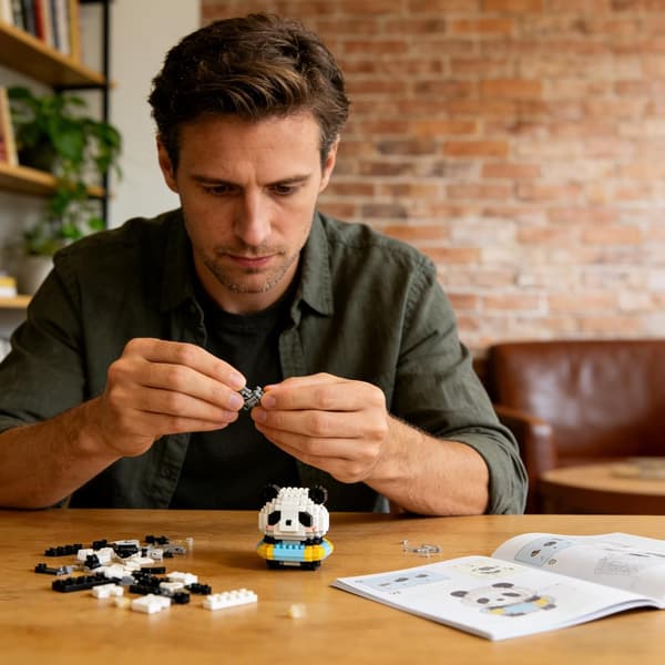 Jättepanda 3D Byggklossar, Mini Panda Figurer att Bygga