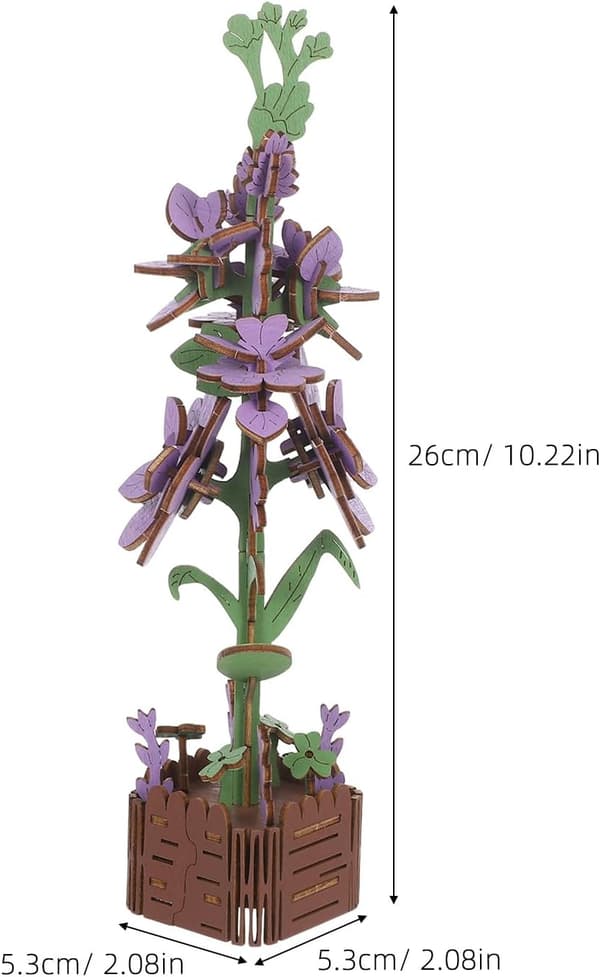 Blomsterpuslespil: DIY træblomsterpuslespilssæt, lilla farve